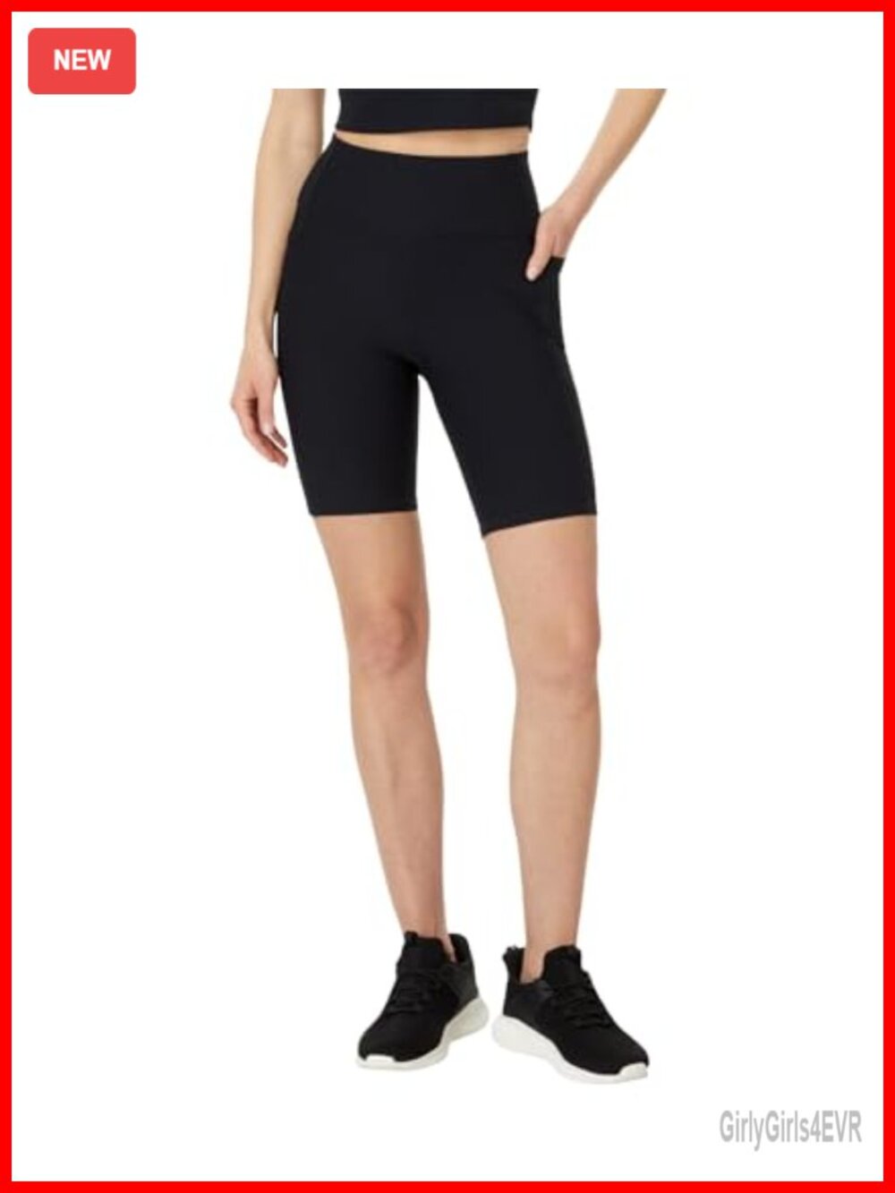 High Waisted Bike Shorts with Pockets UPF 40+ 8 Inch Inseam